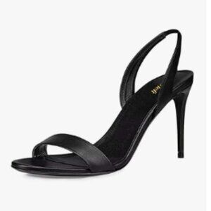miss left Black Open Toe Slingback Dual Straps Slip on High Heel Sandals